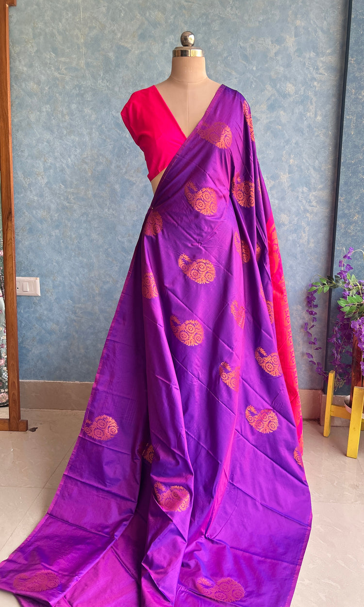 Violet Kanchi Silk Saree