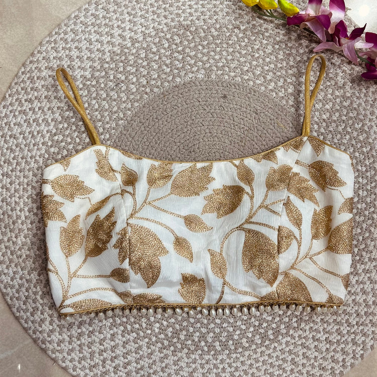 White And Golden Designer Blouse