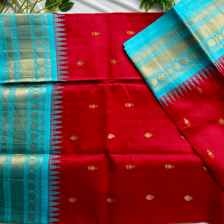 Red Kuttu Border Kanchi Silk Sari