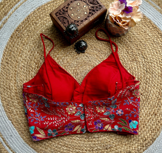 Red With Zari Work Designer Blouse