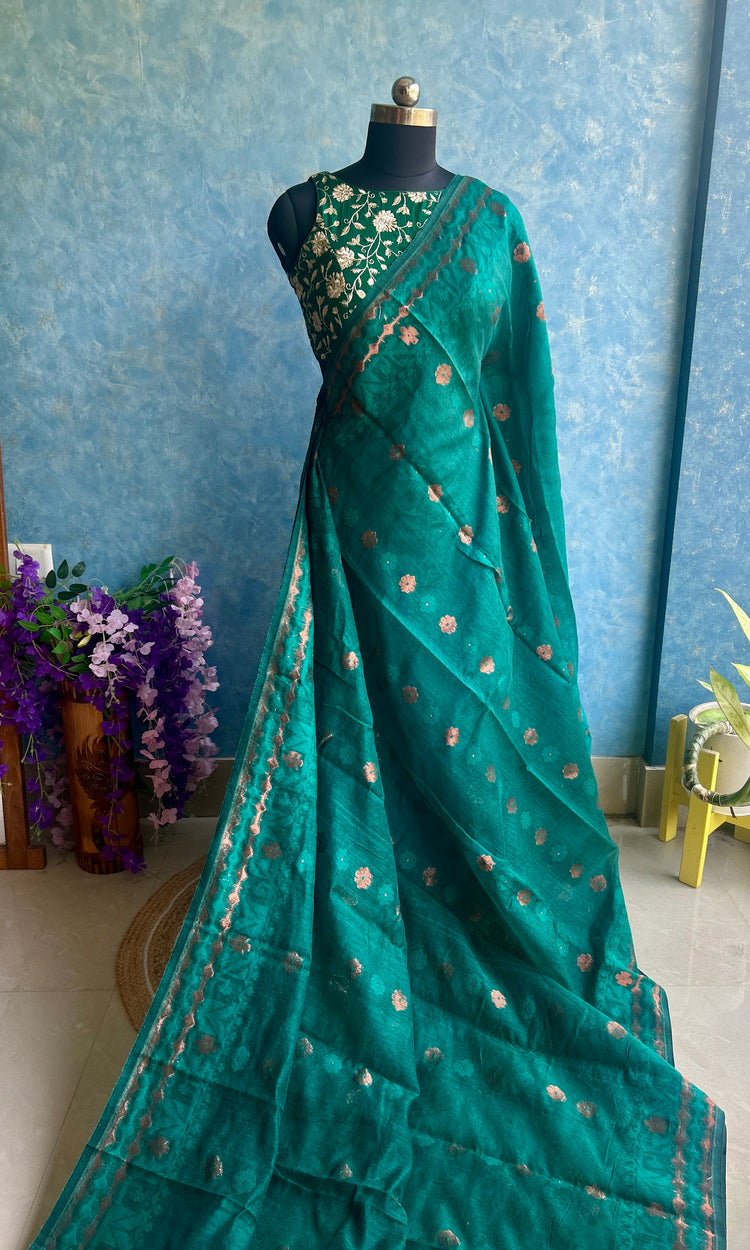 Dark Green Soft Dhakai Jamdani