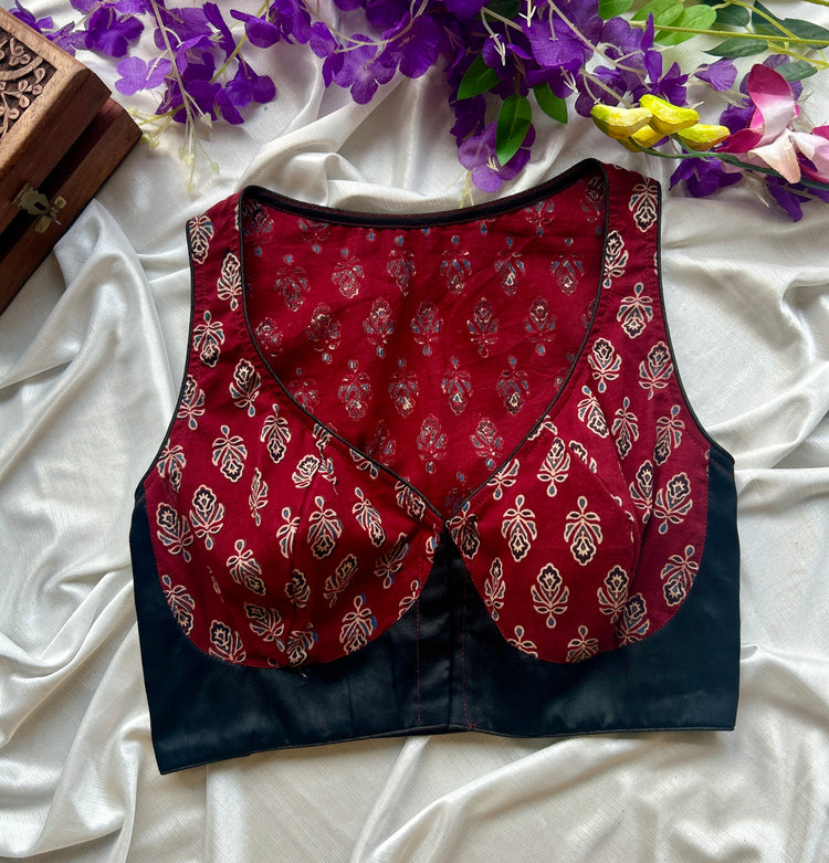 Maroon Ajrakh Printed Cotton Blouse