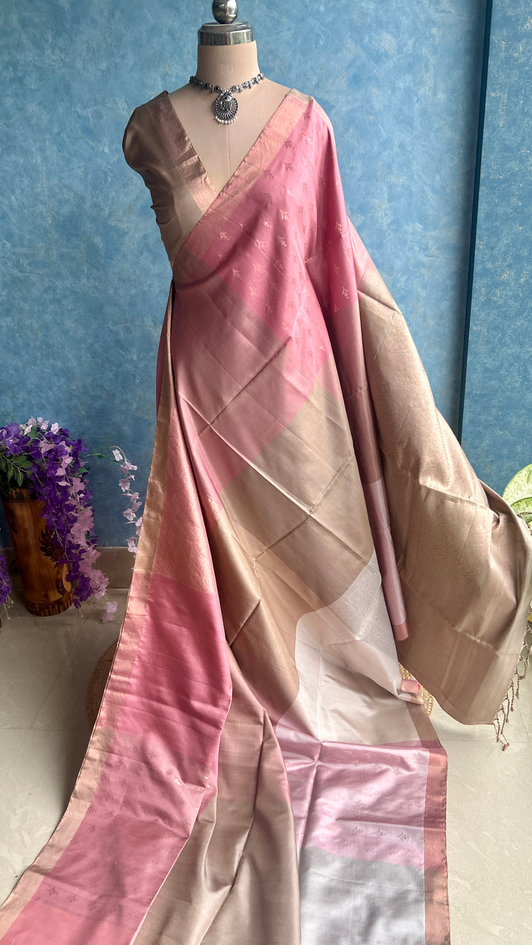 Pastle Kanchipuram Silk Sari