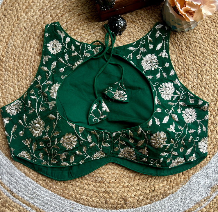 Green Zari Work Designer Blouse