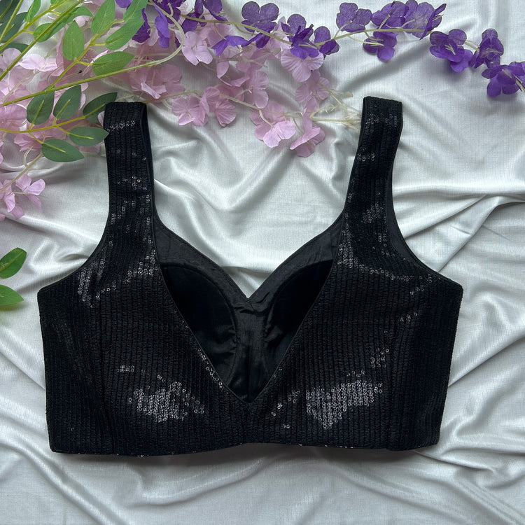Black Sequin Designer Blouse