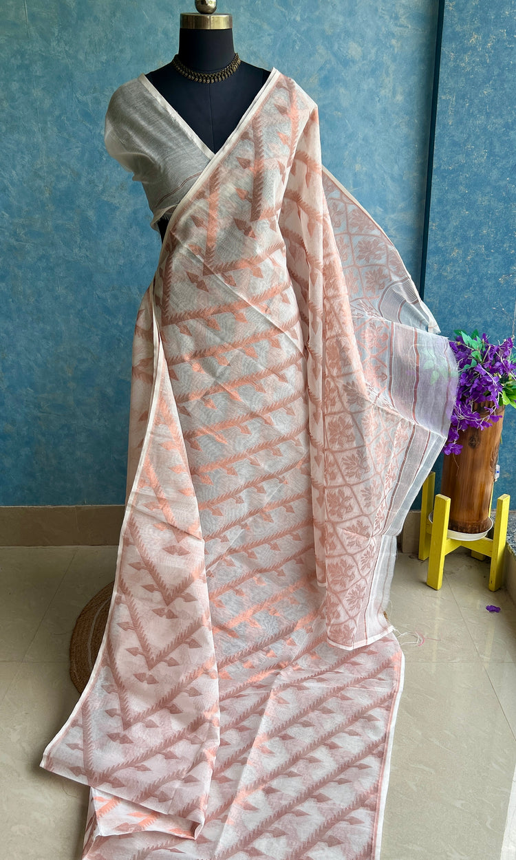 Sada Copper Zari Bengal Cotton Jamdani
