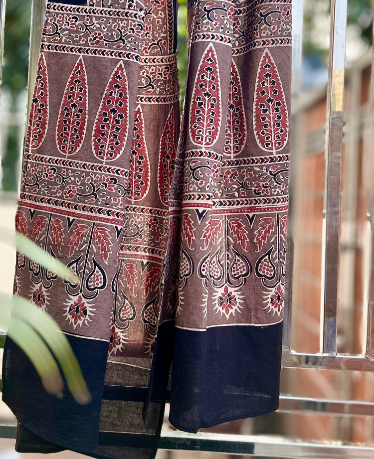 Ajrakh Block Printed Mul Stole