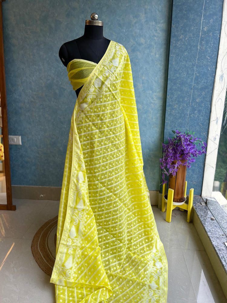 Lemon Yellow Dhakai Jamdani