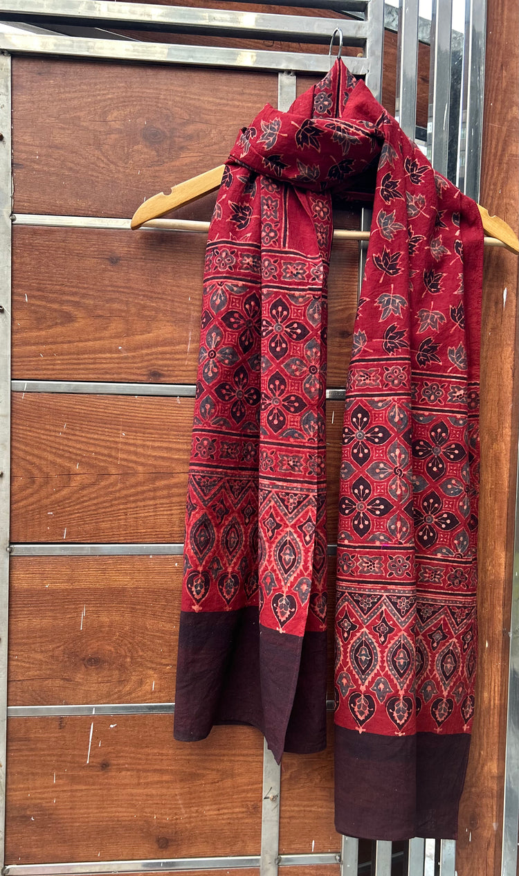 Ajrakh Block Printed Mul Stole