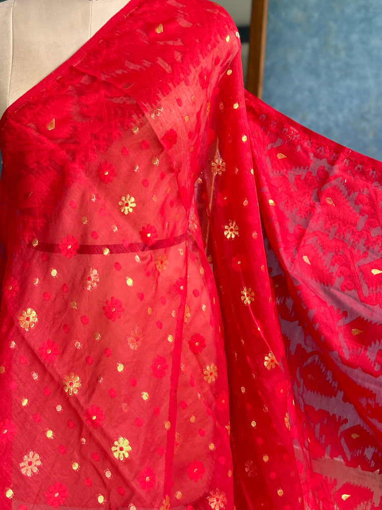 Red Soft Dhakai Jamdani