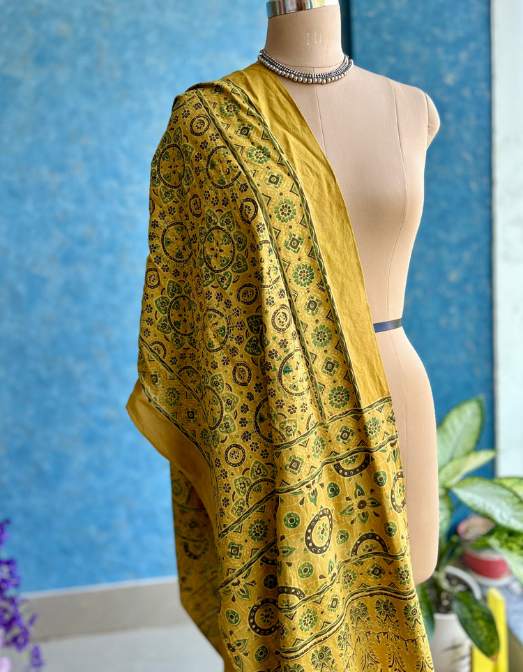 Ajrakh Block Printed Mul Stole