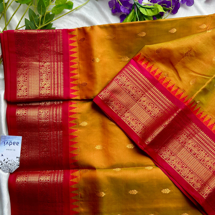 Amber Dual Tone Kuttu Border Kanchi Silk Sario