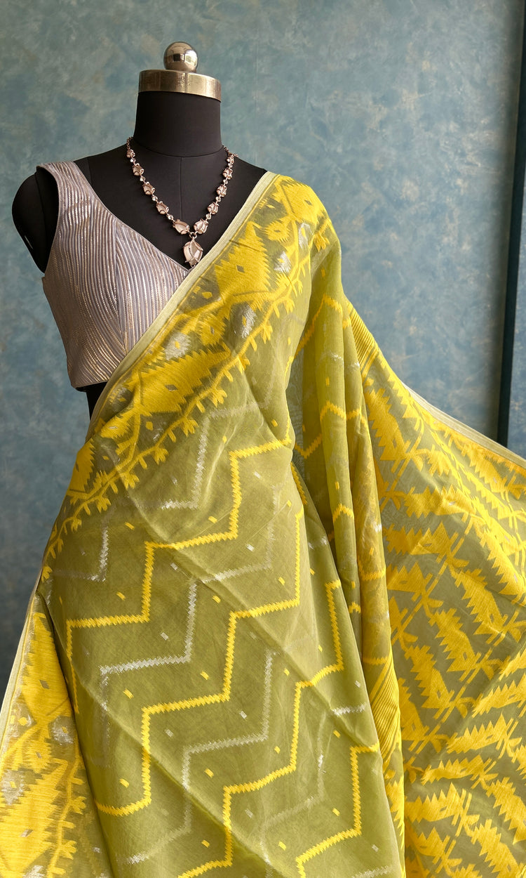 Mehendi Green Soft Dhakai Jamdani