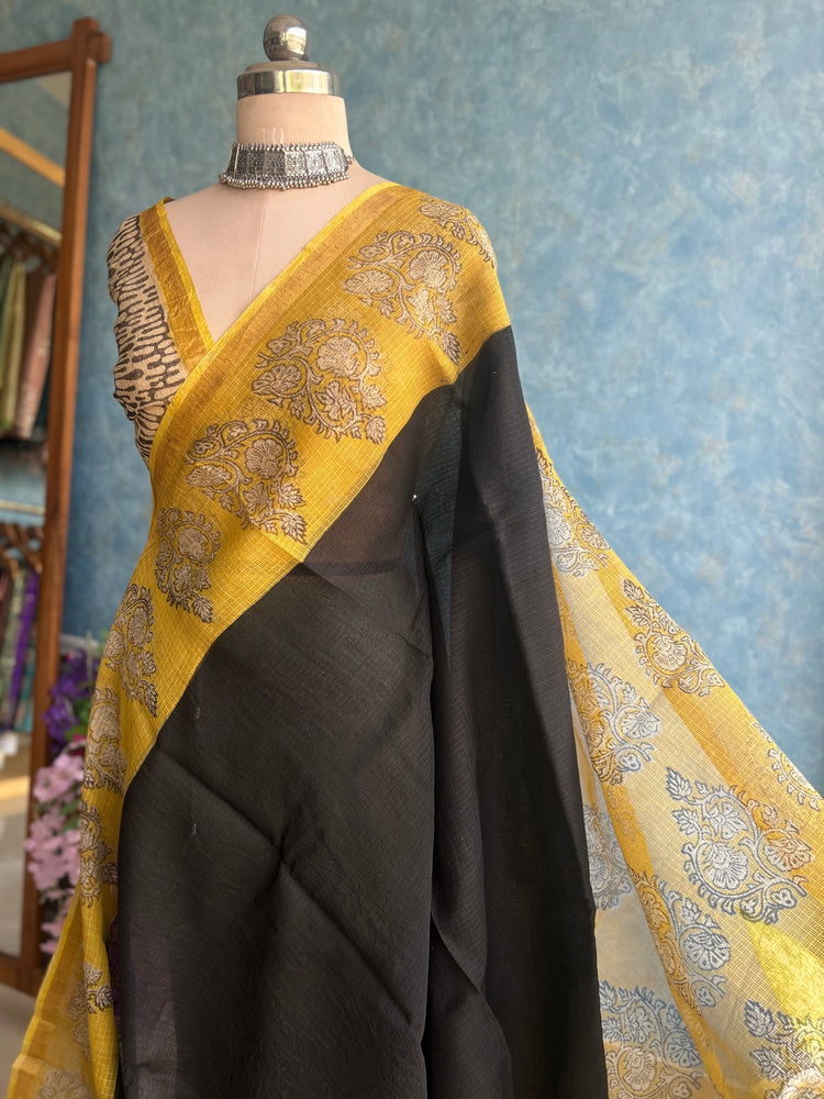 Black HandBlock Printed Kota Sari