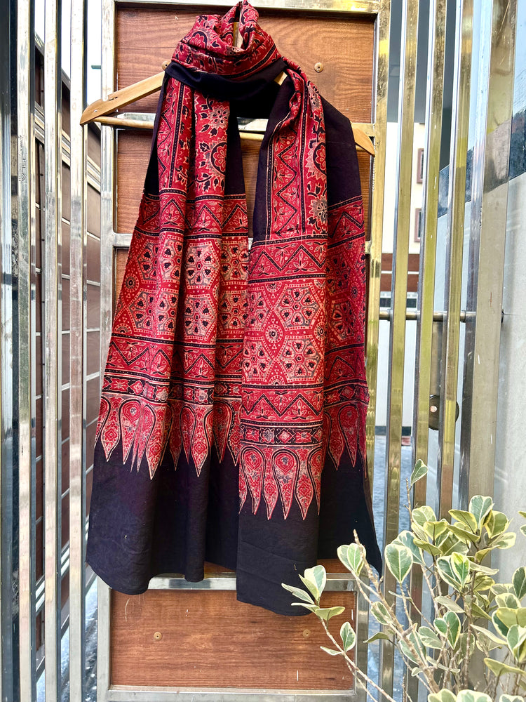 Ajrakh Block Printed Mul Stole