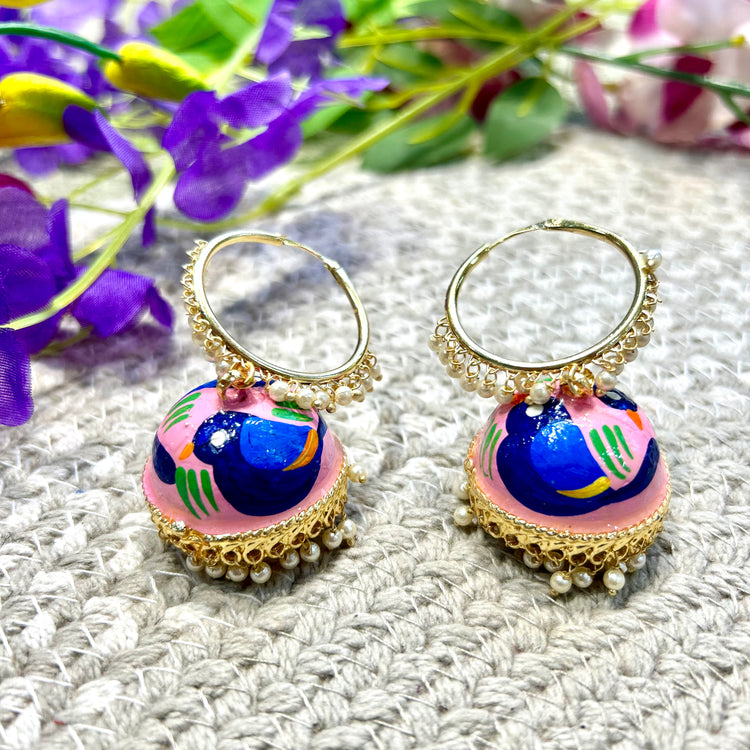 Blush Pink Hand Painted Jhumka