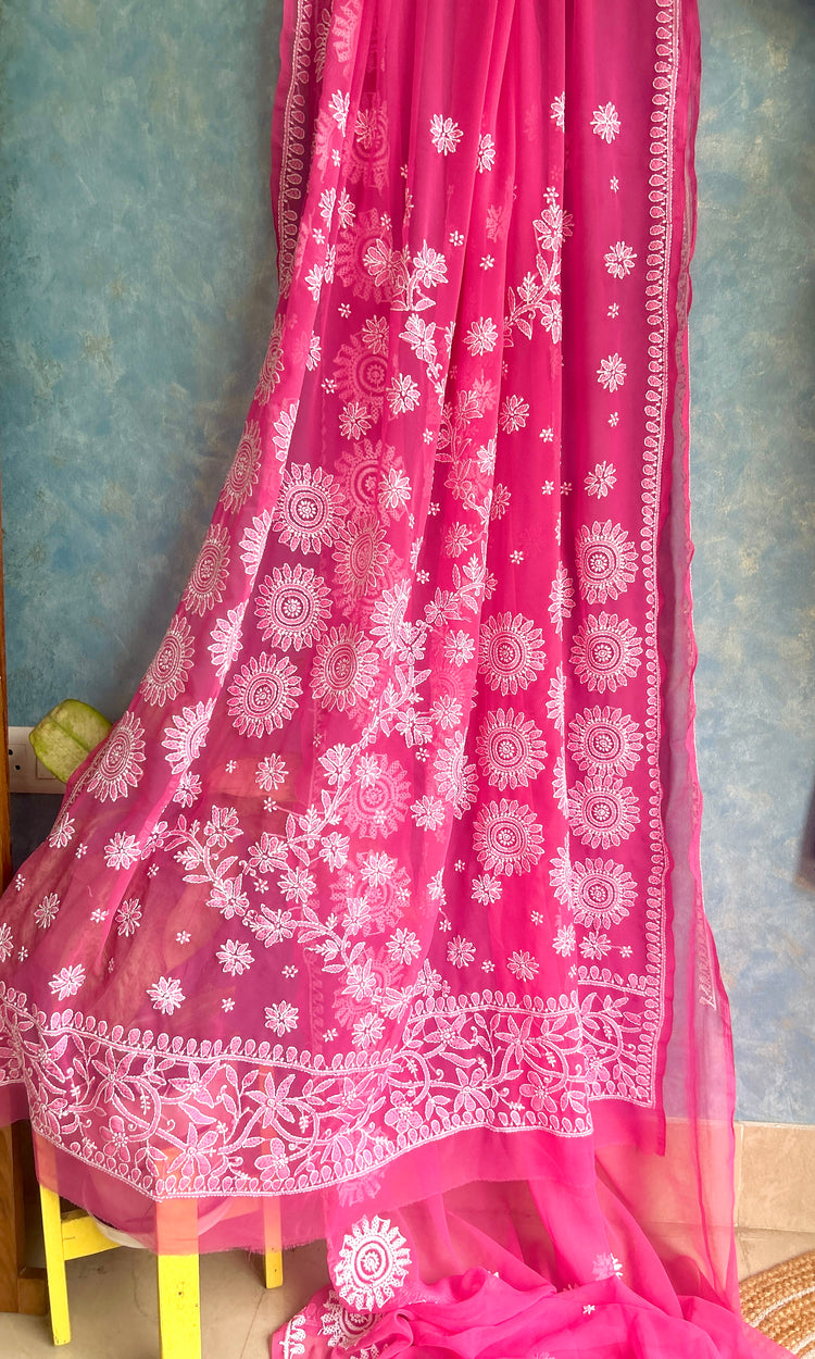 Blush Pink Chikankari Saree