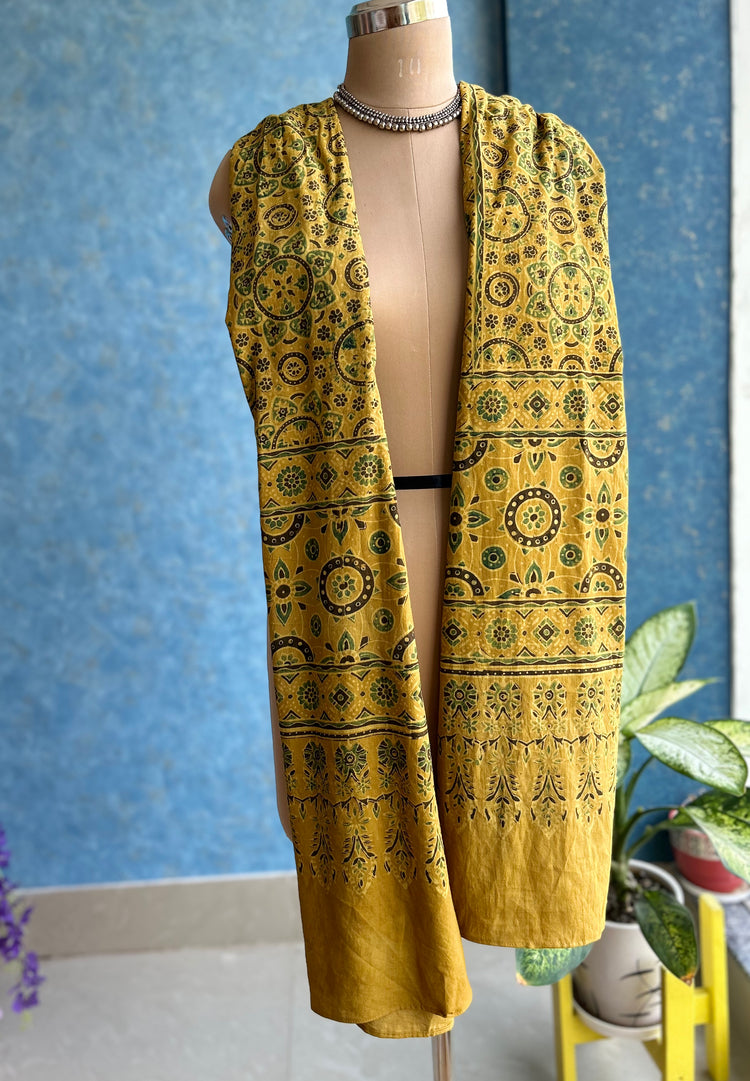 Ajrakh Block Printed Mul Stole