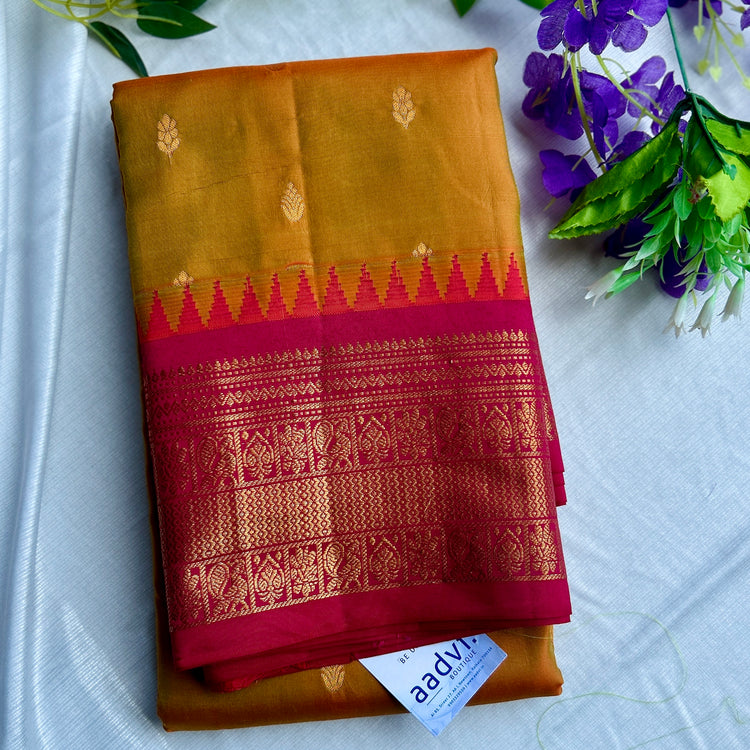 Amber Dual Tone Kuttu Border Kanchi Silk Sario