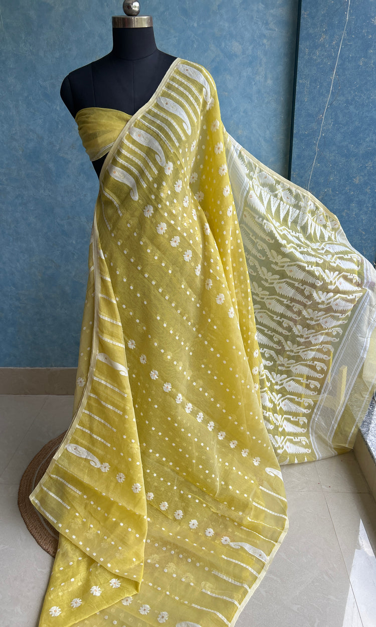 Yellow Iris Soft Dhakai Jamdani