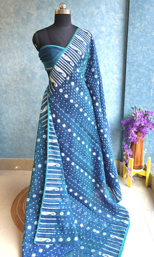 Electric Blue Dhakai Jamdani