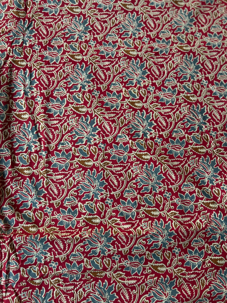 Red Floral Printed Cotton Fabric