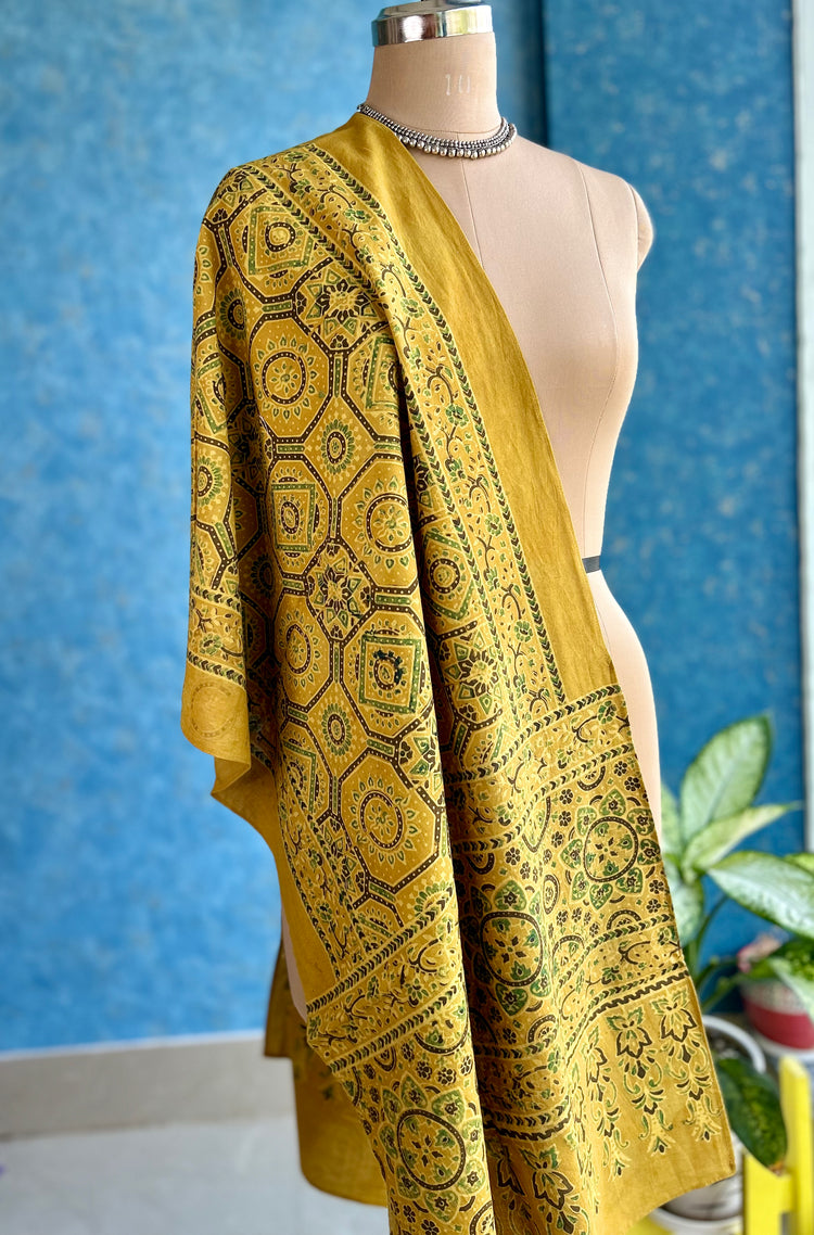 Ajrakh Block Printed Mul Stole