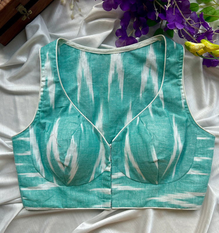 Sea Green Ikkat Cotton Blouse