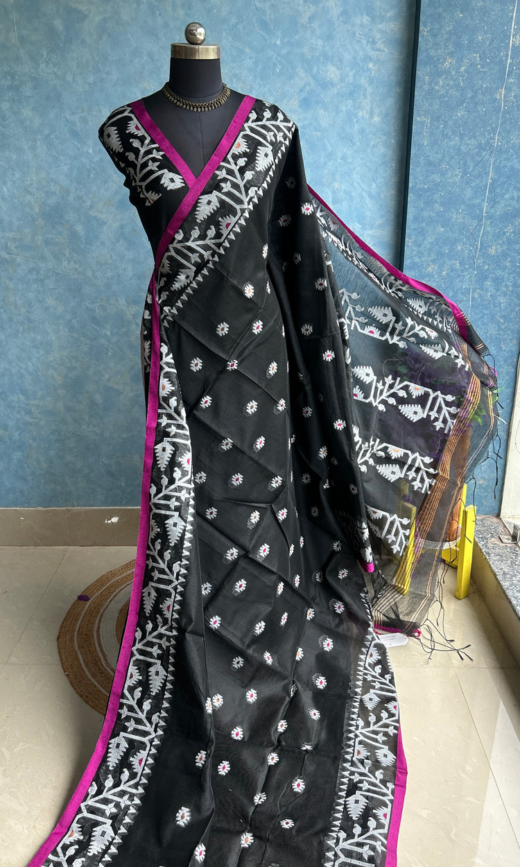 Black Handloom Jamdani Saree
