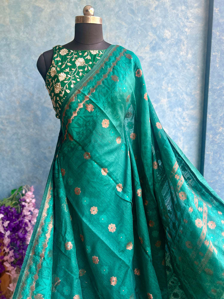 Dark Green Soft Dhakai Jamdani