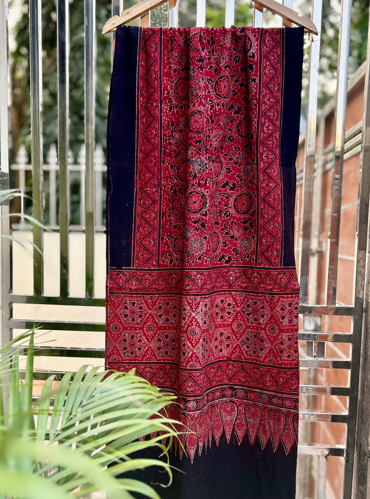 Ajrakh Block Printed Mul Stole