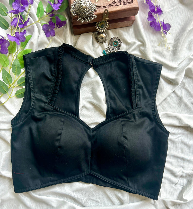 Black Cotton Designer Blouse