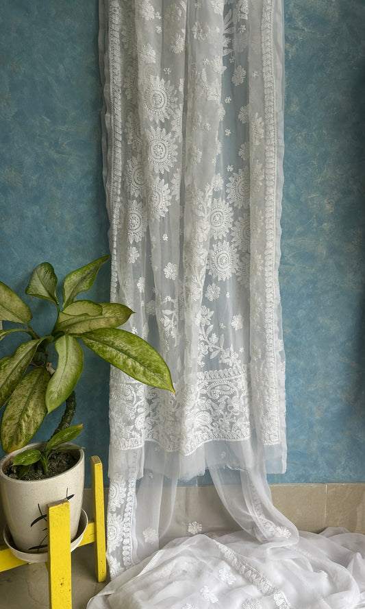 White Chikankari Saree