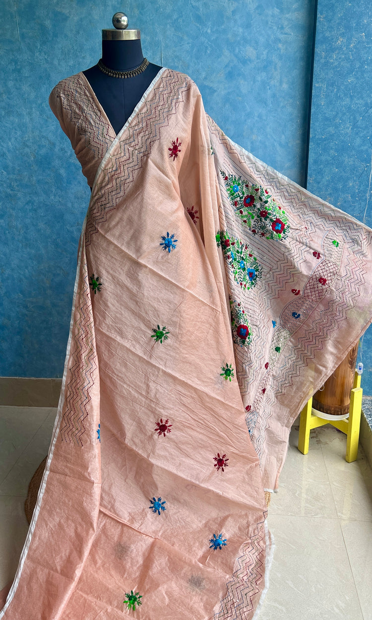 Phulkari- Pastel Peach Hand Thread Work