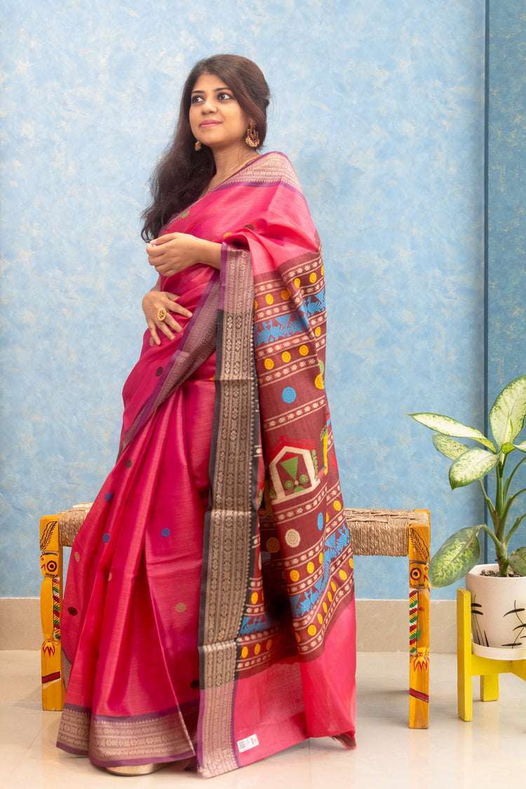 Pink Dolabedi Pure Tusser Silk