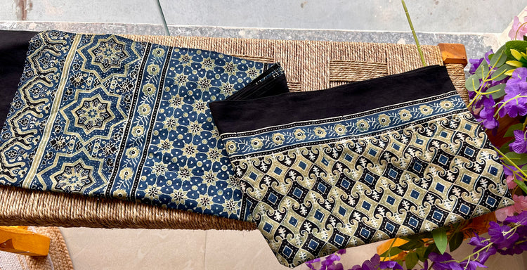 Indigo Block Printed Ajrakh Stole