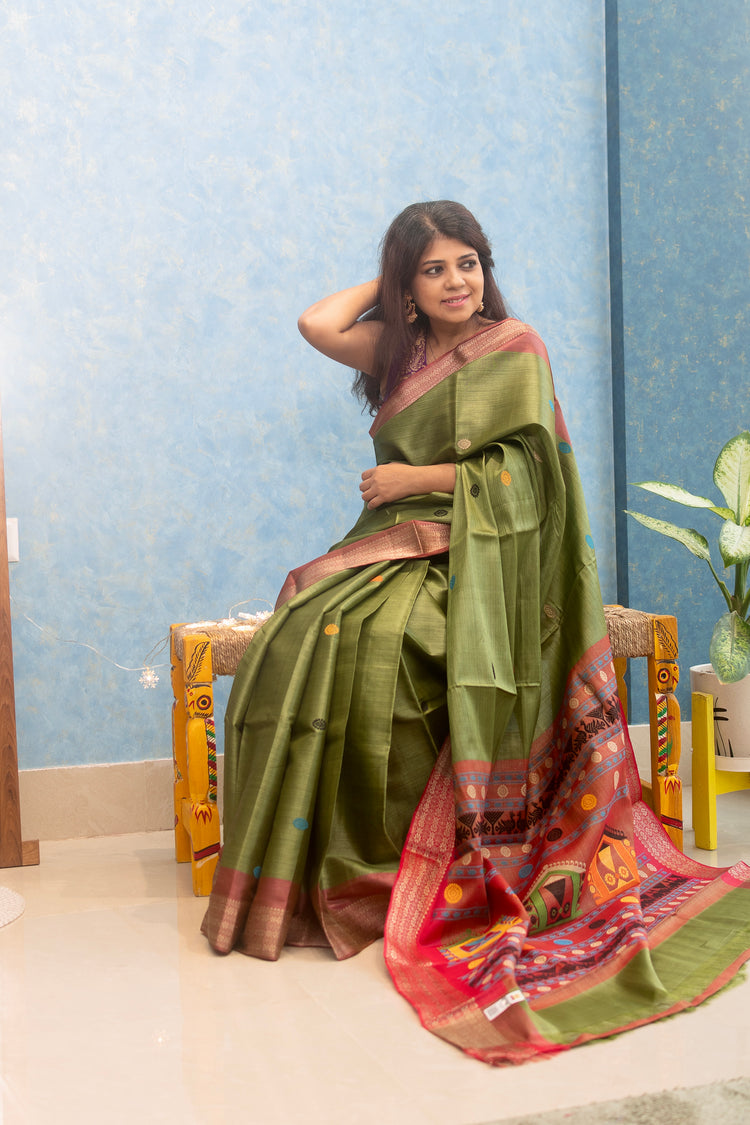 Olive Dolabedi Pure Tusser Silk