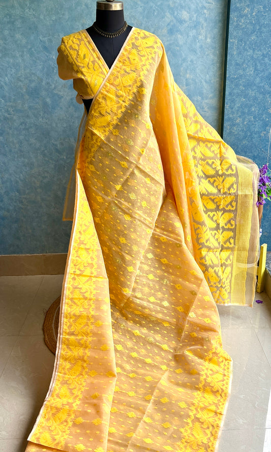 Apricot Bengal Cotton Jamdani