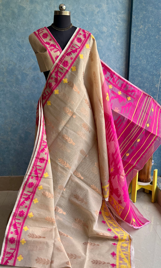Ganga Jamuna Beige Bengal Jamdani