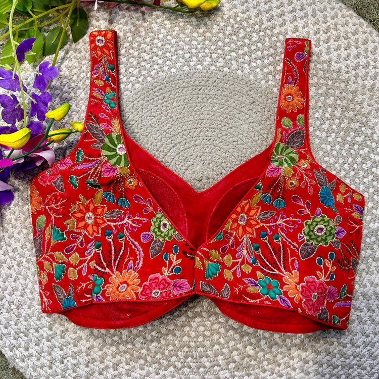 Vermillion Floral Designer Blouse