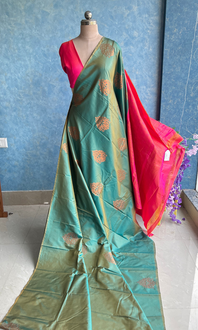 Turquoise Kanchi Silk Saree