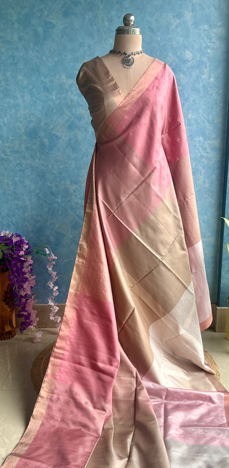 Pastle Kanchipuram Silk Sari