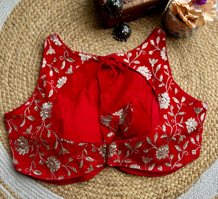 Red Zari Work Designer Blouse