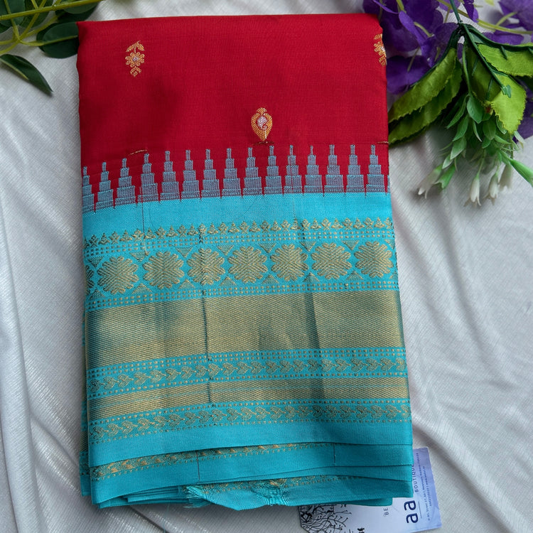 Red Kuttu Border Kanchi Silk Sari
