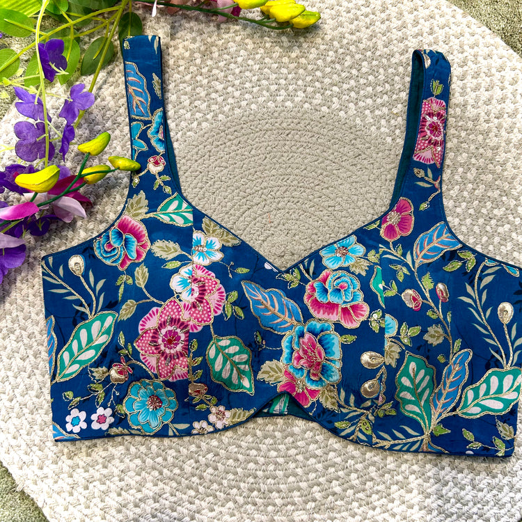 Cerulean Floral Designer Blouse