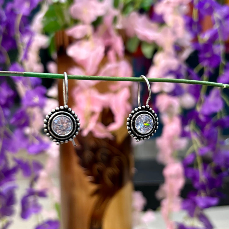 White Oxidised Silver Earrings