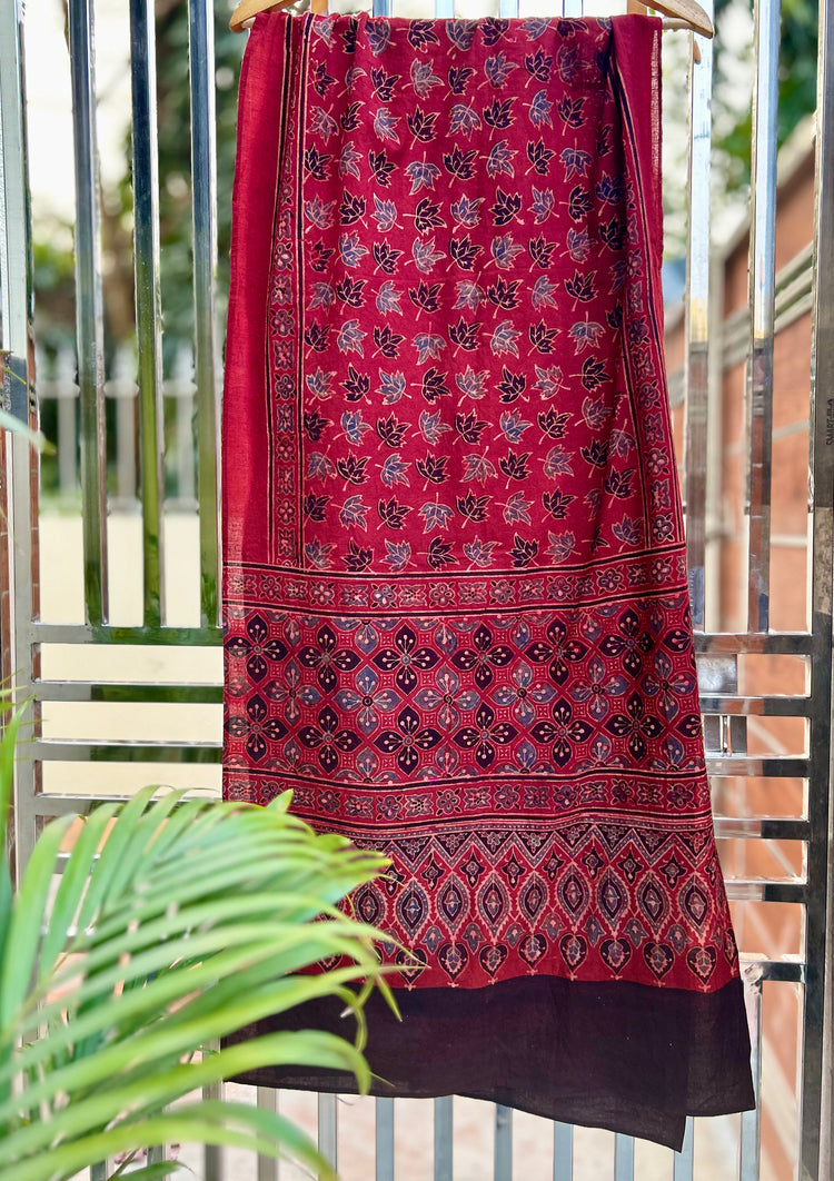 Ajrakh Block Printed Mul Stole