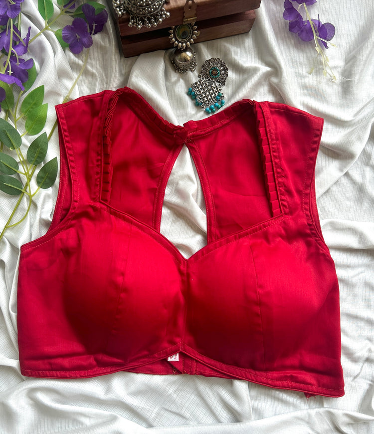 Red Cotton Designer Blouse