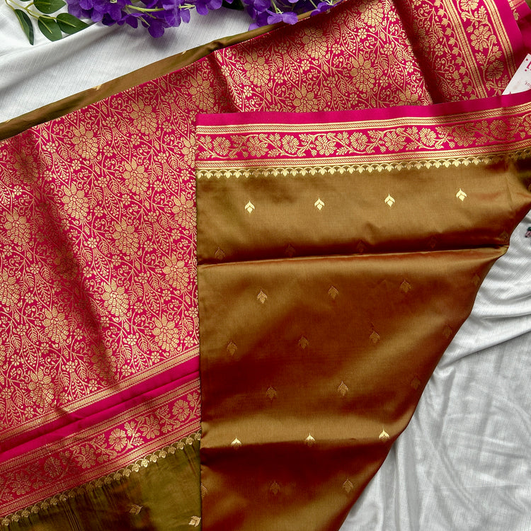 Olive Soft Silk Sareei