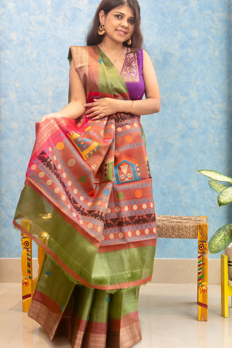 Olive Dolabedi Pure Tusser Silk